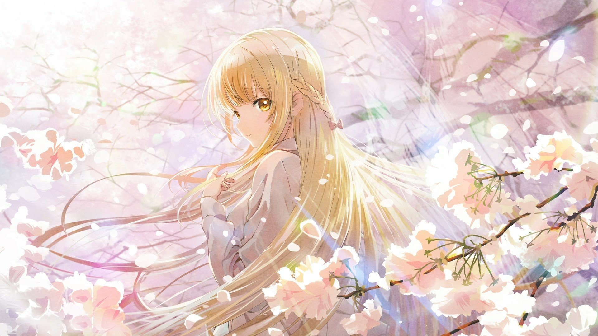 Mahiru Shiina from The Angel Next Door Spoils Me Rotten in an HD desktop wallpaper with a serene and captivating anime scene.