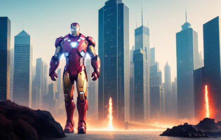 AI Art Comic Iron Man HD Desktop Wallpaper | Background Image