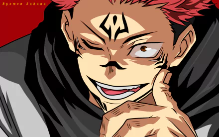 4K Ultra HD desktop wallpaper featuring Yuji Itadori with Sukuna’s markings from the anime Jujutsu Kaisen, showcasing intense expression and vibrant colors.