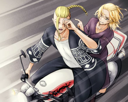 4K Ultra HD PC desktop wallpaper featuring Mikey Manjiro Sano and Ken Ryuguji from the anime Tokyo Revengers riding a motorcycle together.