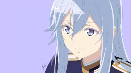 Close-up 4K Ultra HD anime wallpaper of Vladilena Milizé from Eighty Six with soft gray hair and gentle expression against a pale lavender background.