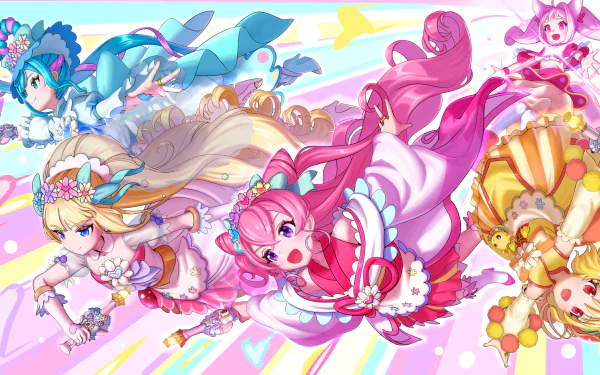 Nagomi Yui Kome-Kome (Pretty Cure) Kasai Amane Hanamichi Ran Fuwa Kokone Anime Delicious Party Precure HD Desktop Wallpaper | Background Image