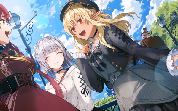 Shirogane Noel Shiranui Flare Houshou Marine Anime Virtual Youtuber HD Desktop Wallpaper | Background Image