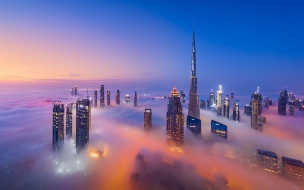 Man Made Dubai Cities United Arab Emirates Skyscraper Fog HD Wallpaper | Background Image