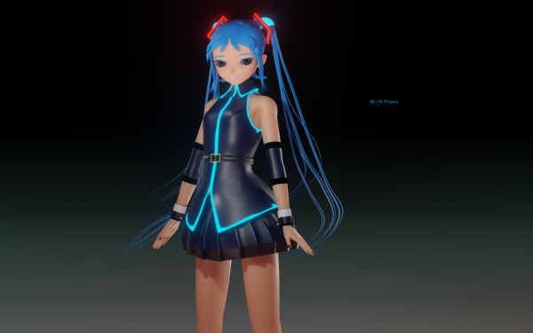Anime Vocaloid Hatsune Miku Blue Hair Blue Eyes Blender 3D HD Wallpaper | Background Image