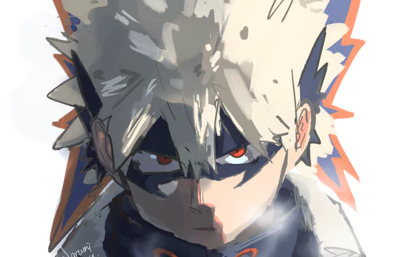 Katsuki Bakugou from My Hero Academia in a dynamic, stylized 4K Ultra HD anime wallpaper for PC desktop background.