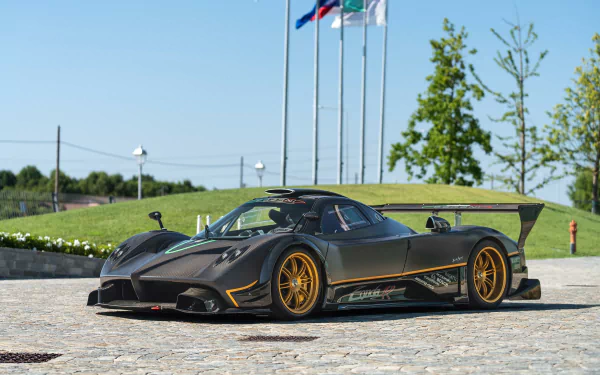 A sleek Pagani Zonda R showcased on an HD desktop wallpaper, featuring the exclusive vehicle in a high-quality background setting.