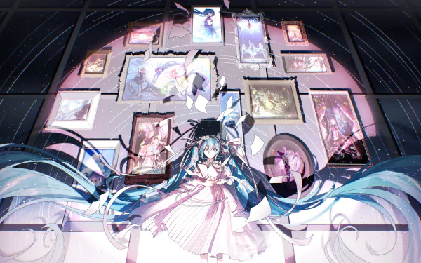 4K Ultra HD desktop wallpaper featuring Hatsune Miku in an artistic scene from the video game Project Sekai: Colorful Stage! feat. Hatsune Miku.