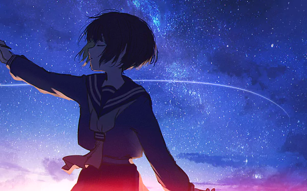 Anime Original shooting star starry sky HD Desktop Wallpaper | Background Image