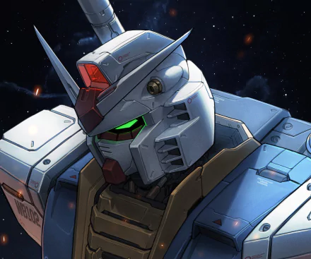 Close-up of the RX-78-2 Gundam from Mobile Suit Gundam anime, rendered in HD for a PC desktop wallpaper and background.