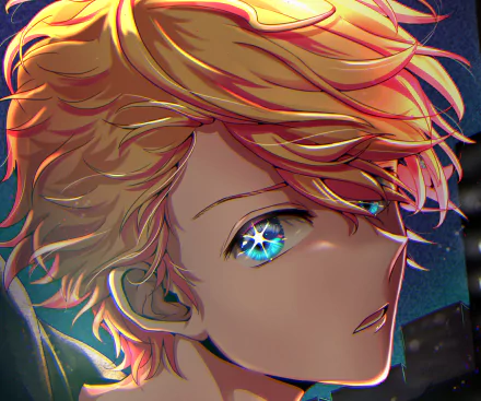 HD PC desktop wallpaper featuring Aquamarine Hoshino from the anime Oshi no Ko, showcasing vivid colors and detailed close-up artwork of the character's face and eye.