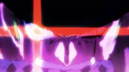 HD PC desktop wallpaper featuring Roronoa Zoro from the anime One Piece, highlighted with vibrant red and purple light effects.