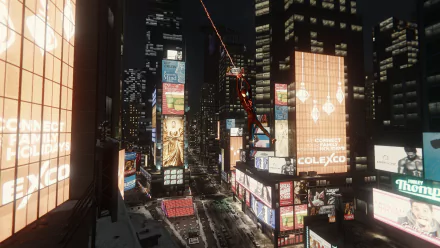  Spider-man Miles Morales swinging in Times Square by rhyFeddol