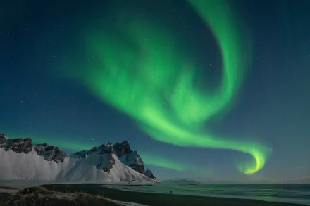 aurora borealis nature Vestrahorn HD Desktop Wallpaper | Background Image