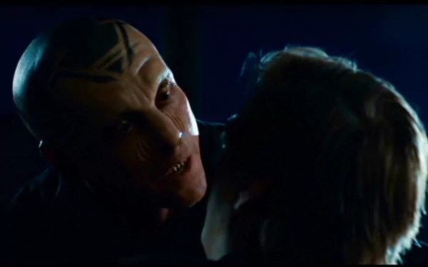 A dramatic scene from the movie I Am Number Four, depicting an intense confrontation between two characters. This HD image serves as a striking desktop wallpaper.