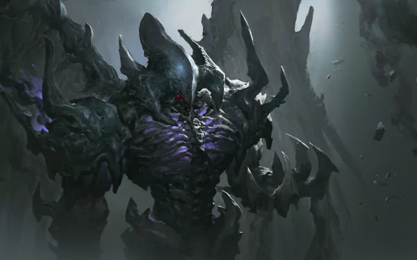 A dark, detailed 4K Ultra HD anime wallpaper featuring Obelisk the Tormentor from Yu-Gi-Oh!, surrounded by an ominous, rocky environment.