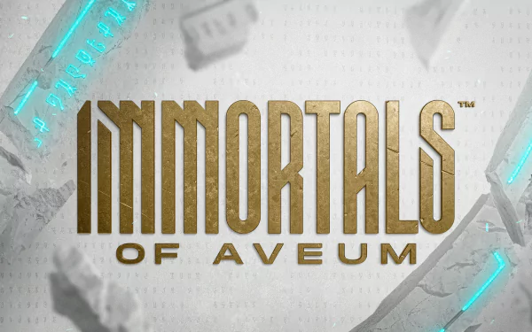 High-definition desktop wallpaper featuring the logo of the video game Immortals of Aveum, showcasing a blend of mystique and adventure in a captivating design.