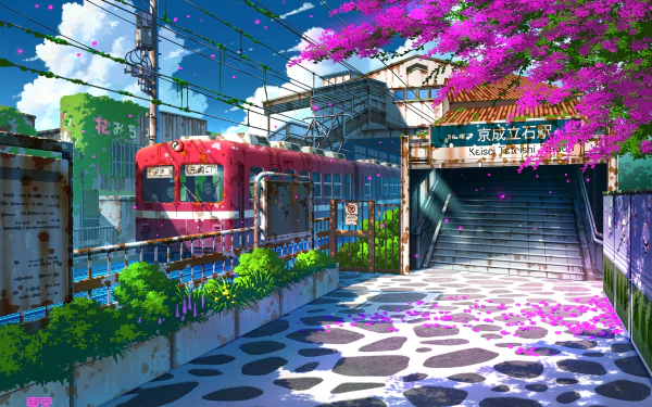 Anime train station HD Desktop Wallpaper | Background Image