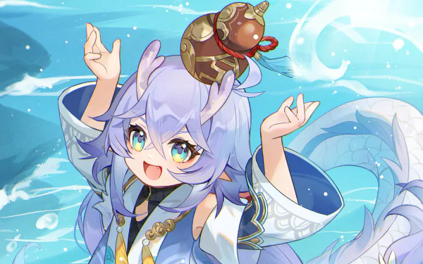 HD PC desktop wallpaper featuring Bailu from the video game Honkai: Star Rail, showcasing vibrant colors and detailed character art in a dynamic pose.