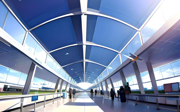 Anime City AI Art Airport HD Wallpaper | Background Image