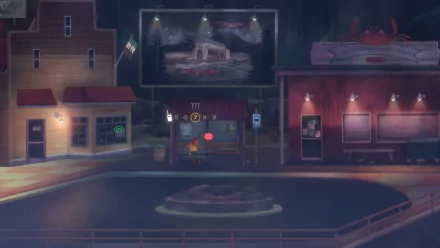 HD wallpaper of Oxenfree II: Lost Signals featuring a mysterious nighttime scene with ambient streetlights and a character near a radio in a quiet town setting.