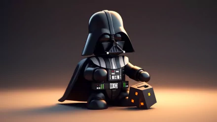 HD desktop wallpaper featuring a stylized Darth Vader figurine from Star Wars, set against a soft gradient background.