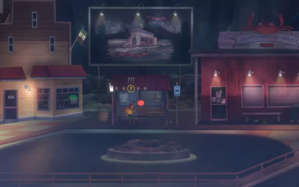 HD wallpaper of Oxenfree II: Lost Signals featuring a mysterious nighttime scene with ambient streetlights and a character near a radio in a quiet town setting.