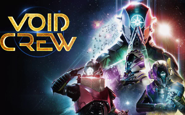 HD desktop wallpaper featuring futuristic Void Crew characters in vibrant space-themed armor with a cosmic background, tagged Void Crew.