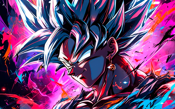 HD desktop wallpaper of Goku in Ultra Instinct form from Dragon Ball Super, featuring a dynamic, colorful background.