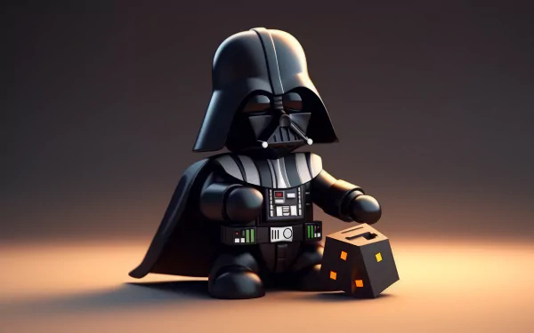 HD desktop wallpaper featuring a stylized Darth Vader figurine from Star Wars, set against a soft gradient background.