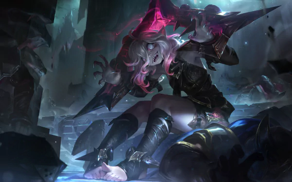 Briar from League of Legends showcased in a dynamic 4K Ultra HD PC desktop wallpaper, highlighting her dark, intense design and video game aesthetic.