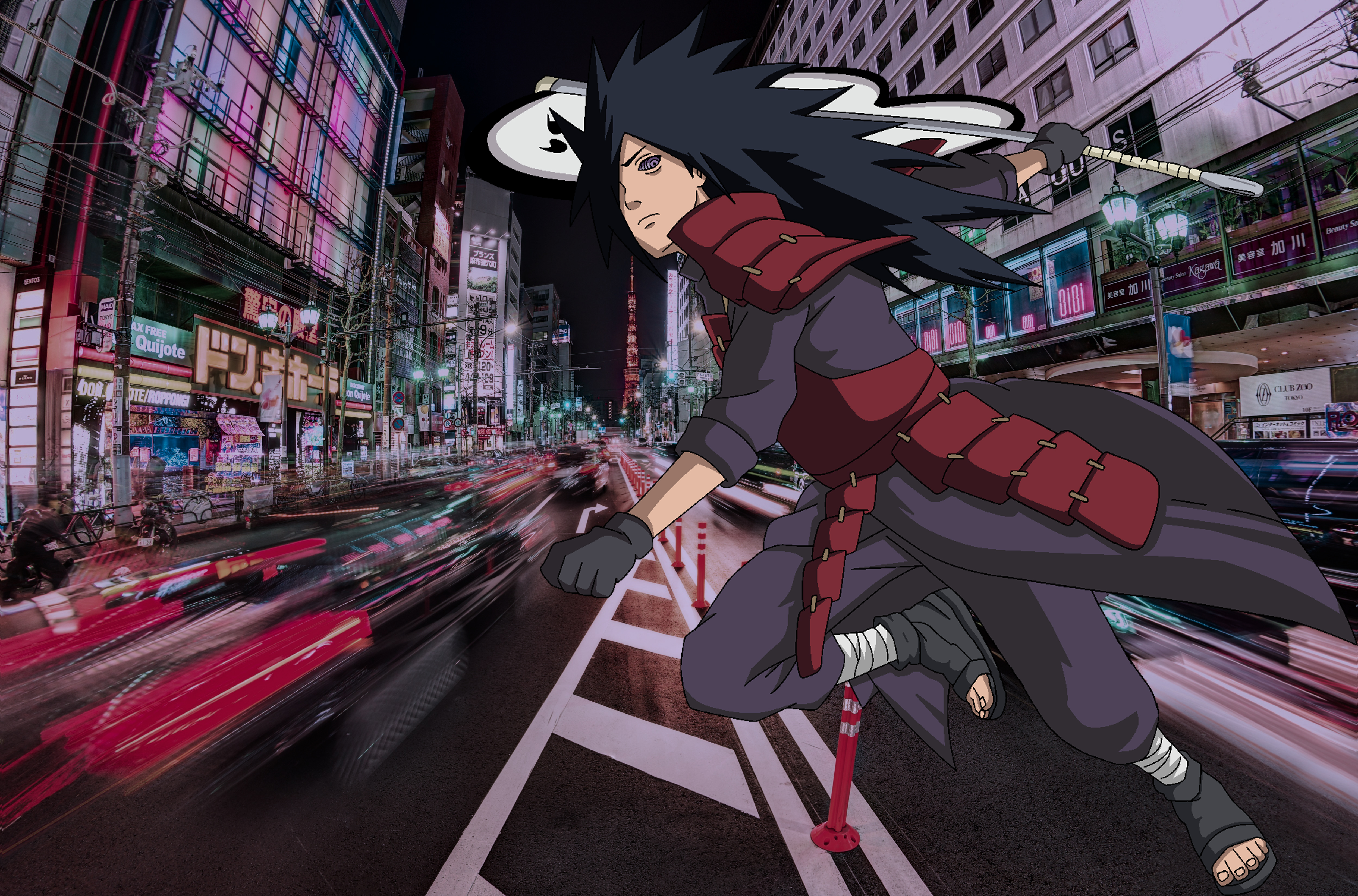 Download wallpapers Sasuke Uchiha, neon lights, manga, artwork