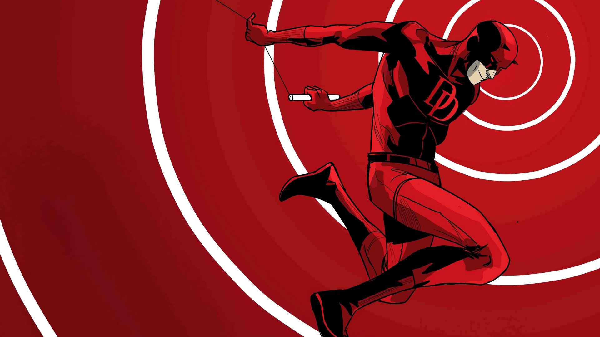 Daredevil superhero in action on red background - HD desktop wallpaper