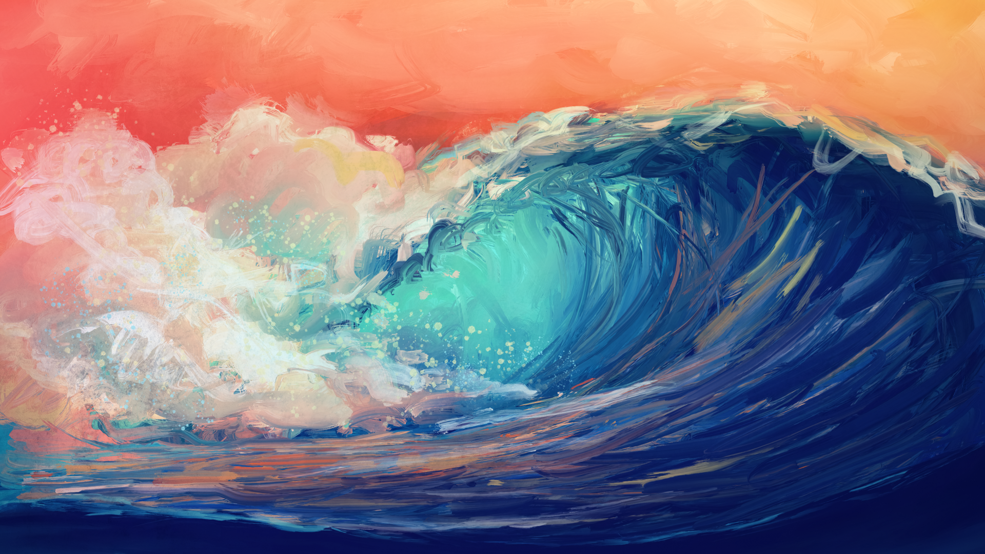 Download Wave Sea Artistic Painting 4k Ultra HD Wallpaper