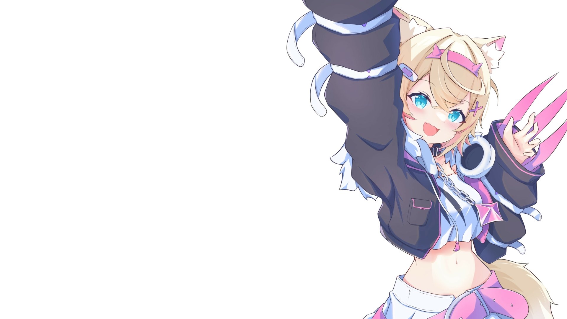 4K Ultra HD anime wallpaper featuring FUWAMOCO's Mococo Abyssgard, a vibrant Virtual YouTuber from hololive, showcasing her energetic and colorful design.