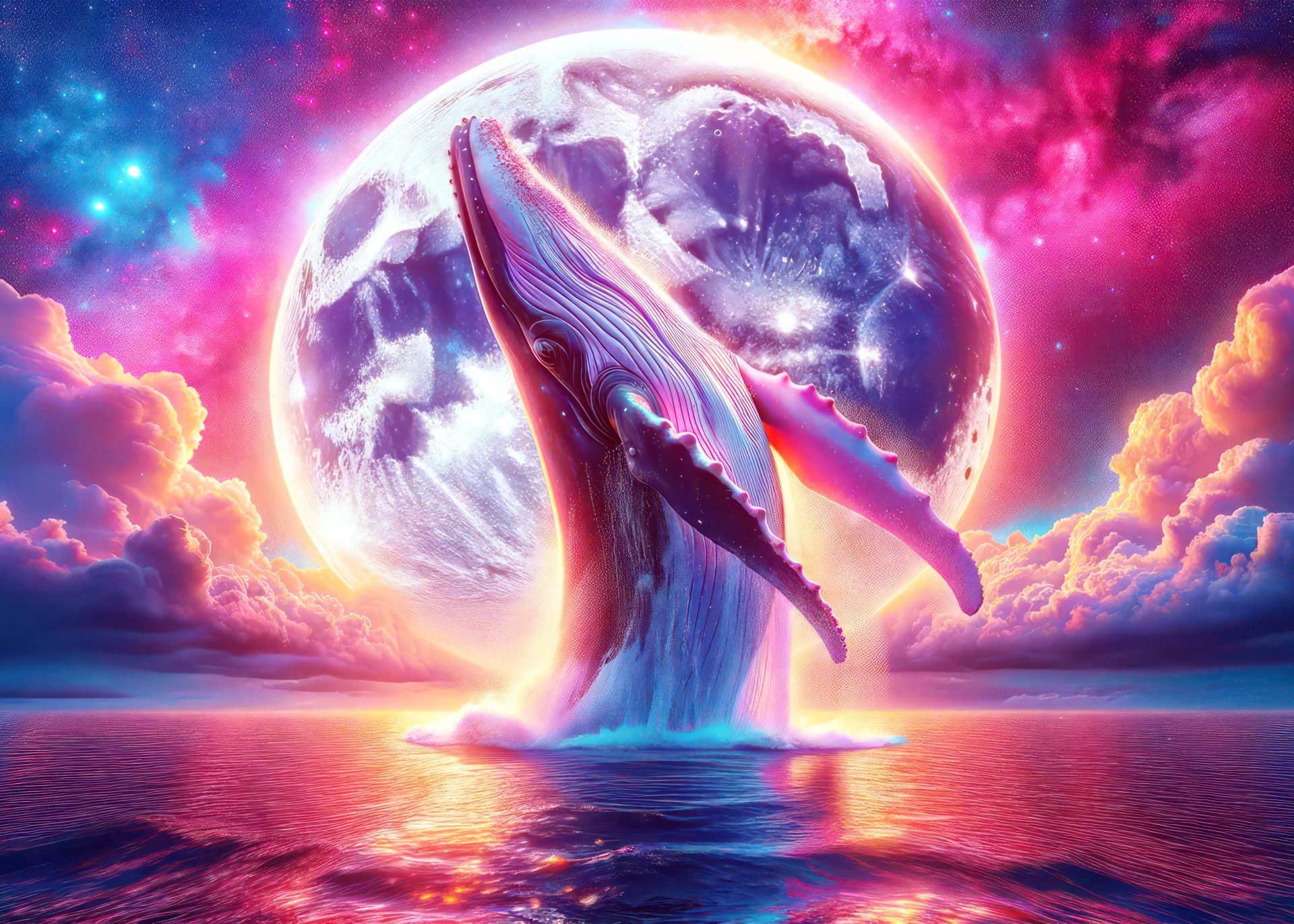 Download Digital Art Blue Whale Moon Ocean Moonlight 4k Ultra HD Wallpaper