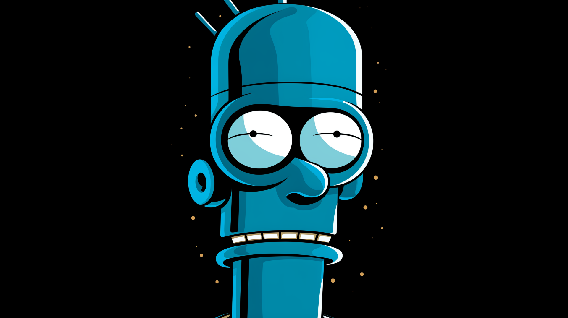HD desktop wallpaper featuring Bender from the TV show Futurama, showcasing his iconic blue design and expressive facial features against a dark background.
