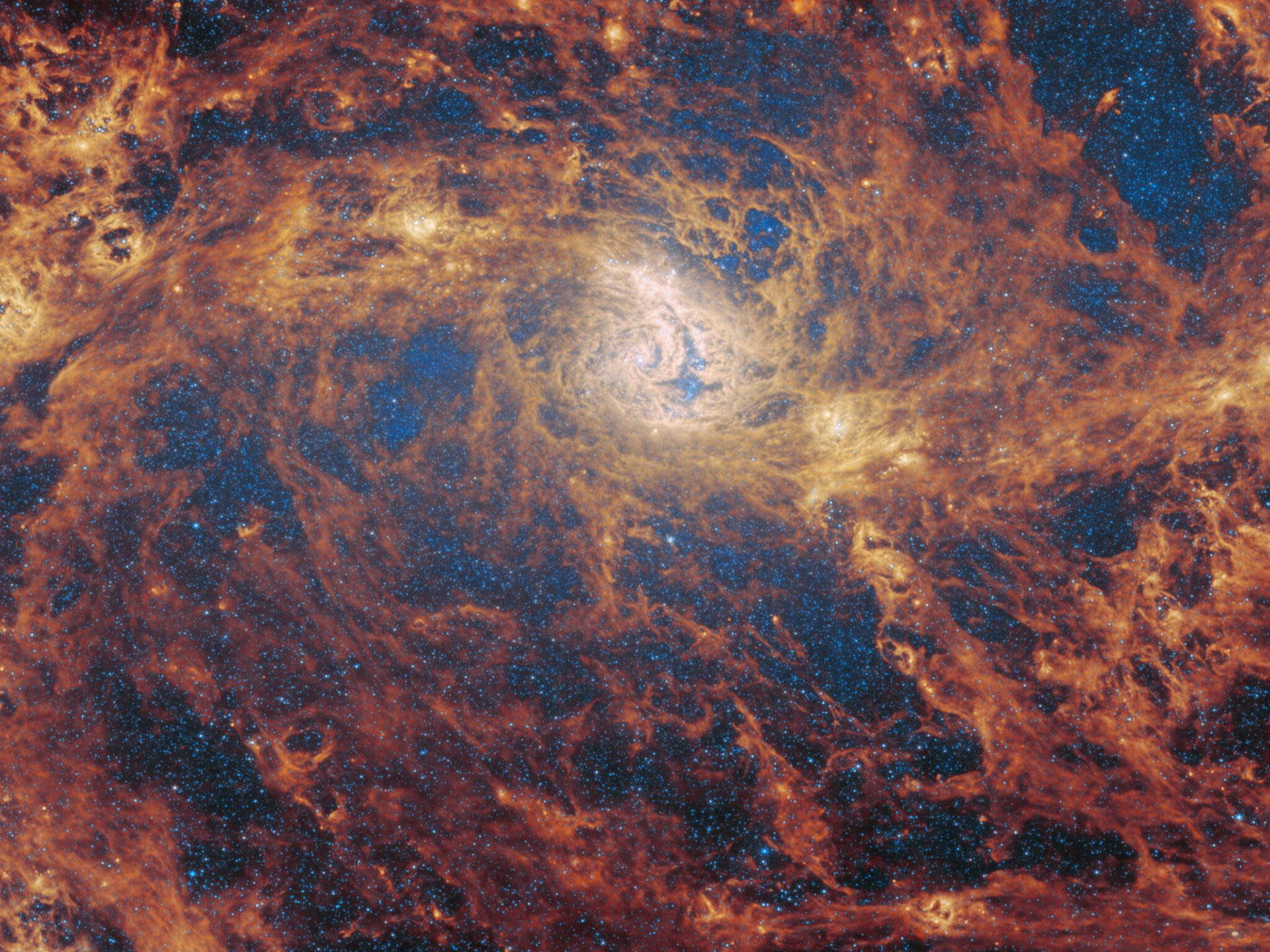 HD desktop wallpaper featuring a sci-fi inspired galaxy image, reminiscent of views from the James Webb Space Telescope.