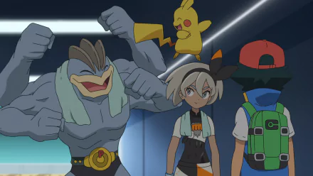 HD desktop wallpaper featuring Bea with Machamp from Pokémon Ultimate Journeys: The Series.