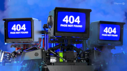 HD PC desktop wallpaper featuring three retro monitors displaying 404 PAGE NOT FOUND on bright blue screens against a futuristic, tech-themed background.