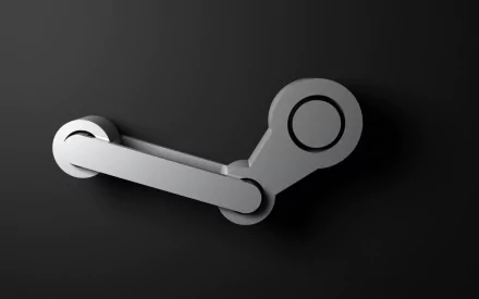 HD desktop wallpaper featuring a minimalist Steam gaming platform logo on a sleek dark background.