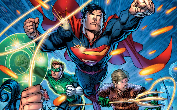 Action-packed Justice League comic wallpaper featuring iconic superheroes in high definition.