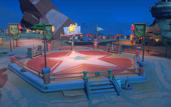 HD Wallpaper of My Time at Sandrock Game with Martial Arts Arena at Night for Desktop Background.