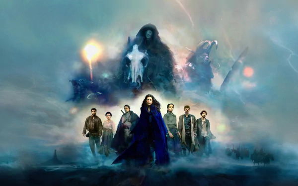 A captivating HD desktop wallpaper from The Wheel of Time, featuring the main characters against a mystical backdrop, evoking adventure and magic.