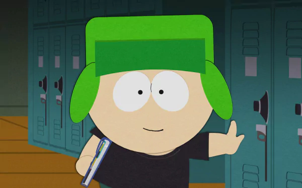 Kyle Broflovski from South Park HD desktop wallpaper with locker background.