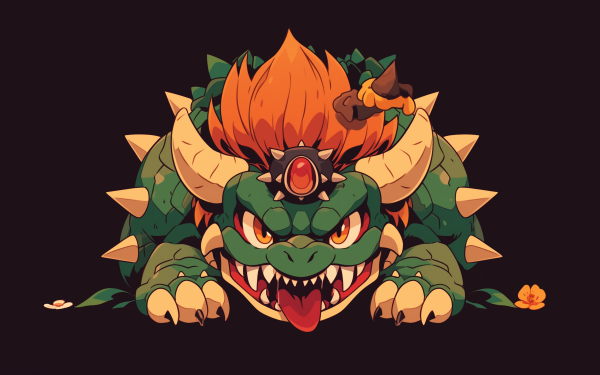 HD desktop wallpaper featuring animated character Bowser on a dark background.