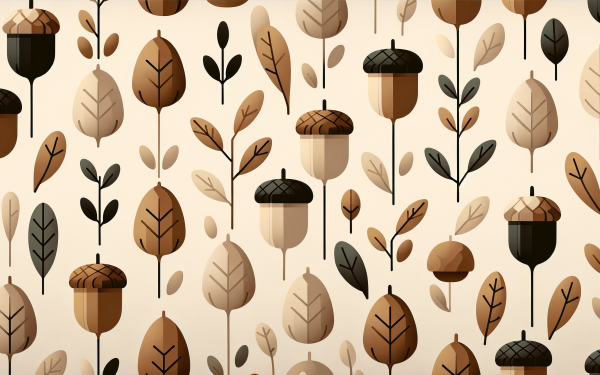 Seamless autumn leaves pattern for HD desktop wallpaper background in warm earth tones.