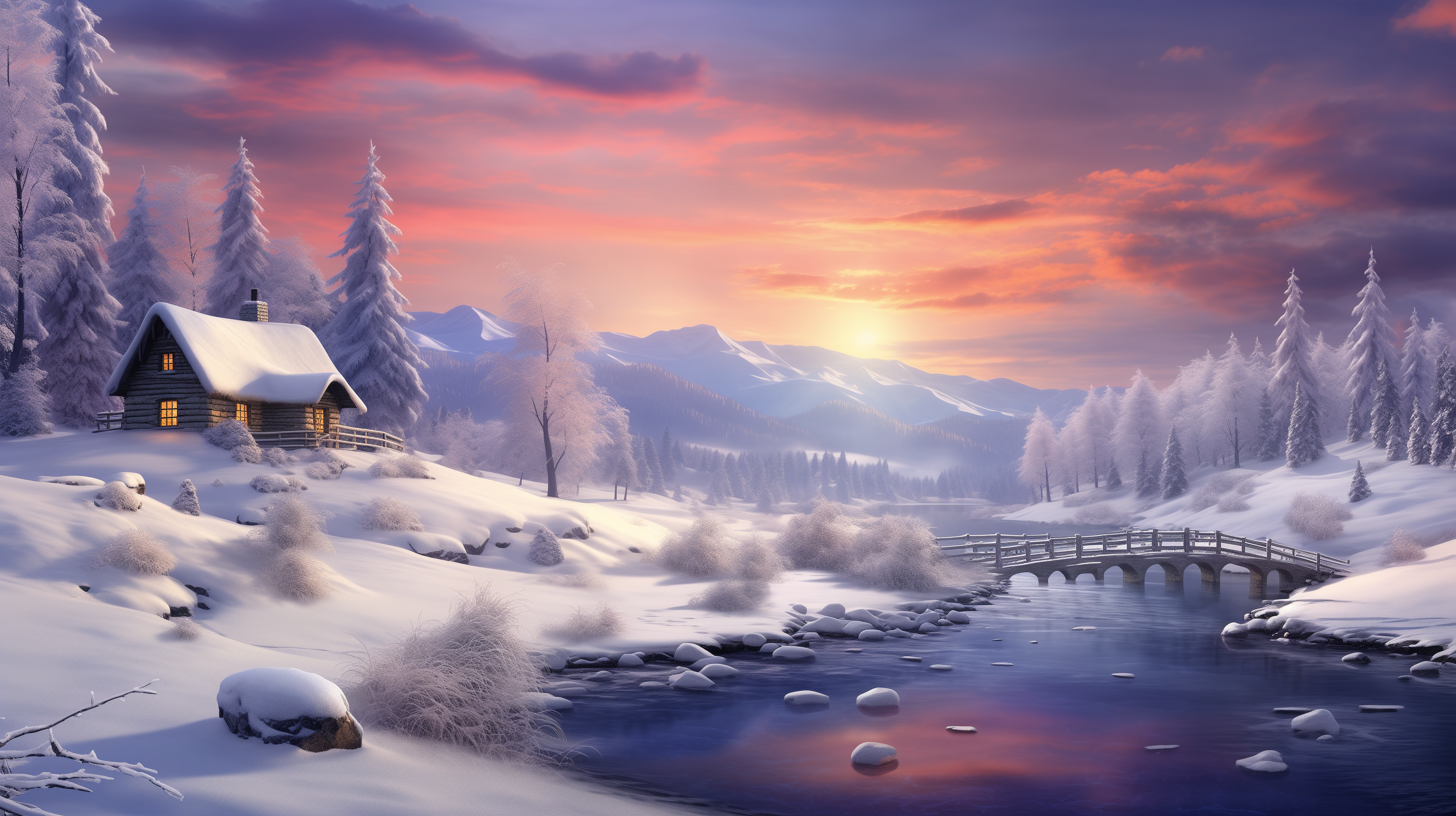 Snowy Landscape Wallpaper With Trees Snow White Winter Background