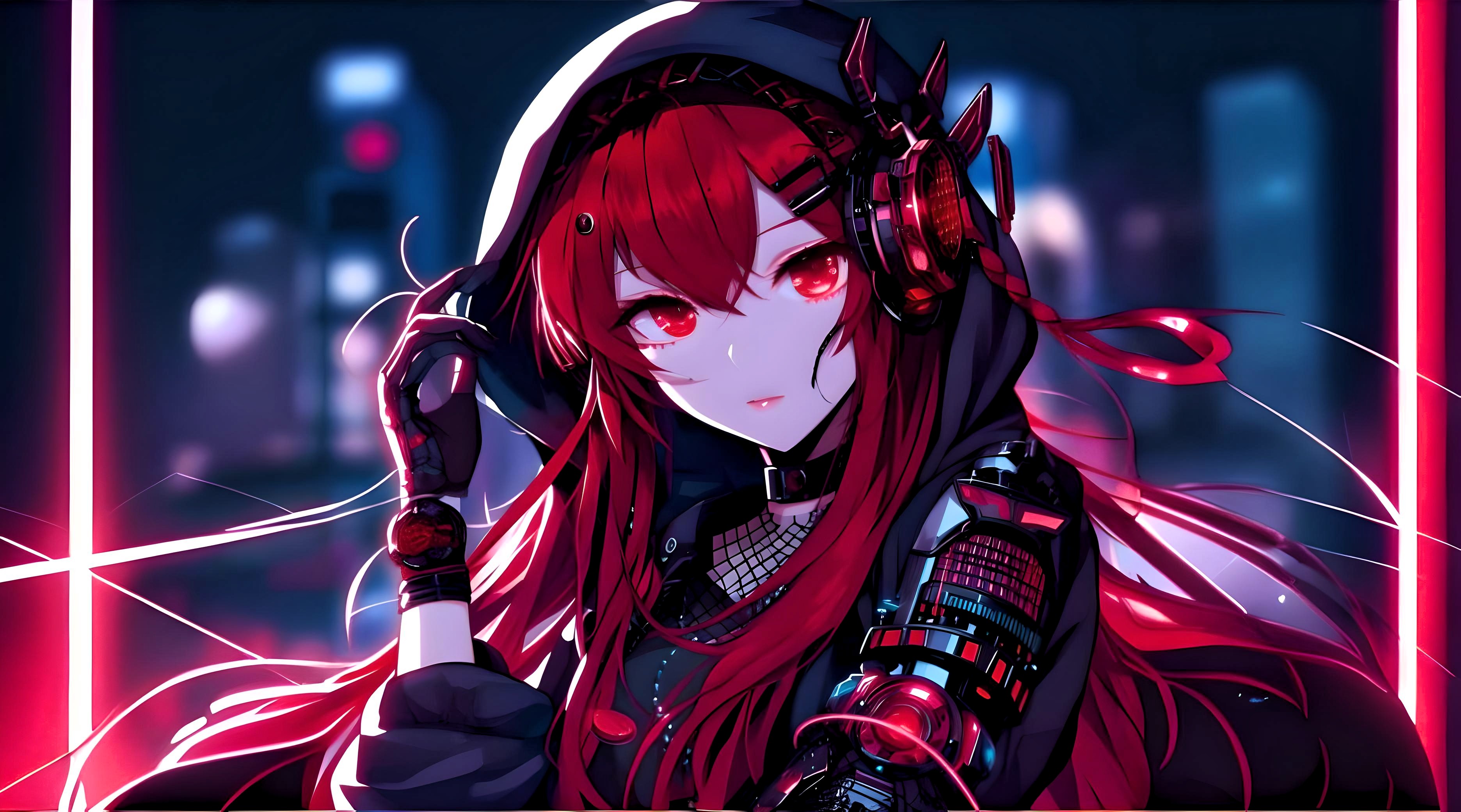 Download AI Art Cyberpunk Anime Girl Anime Girl HD Wallpaper by Gsus99