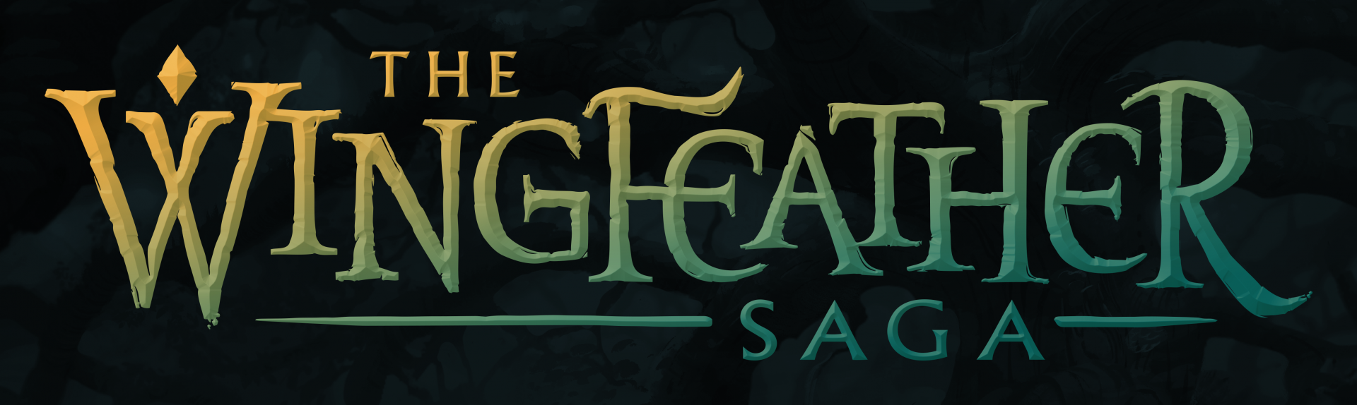 HD Desktop Wallpaper featuring the title 'The Wingfeather Saga' in stylized golden text over a dark, mysterious background.
